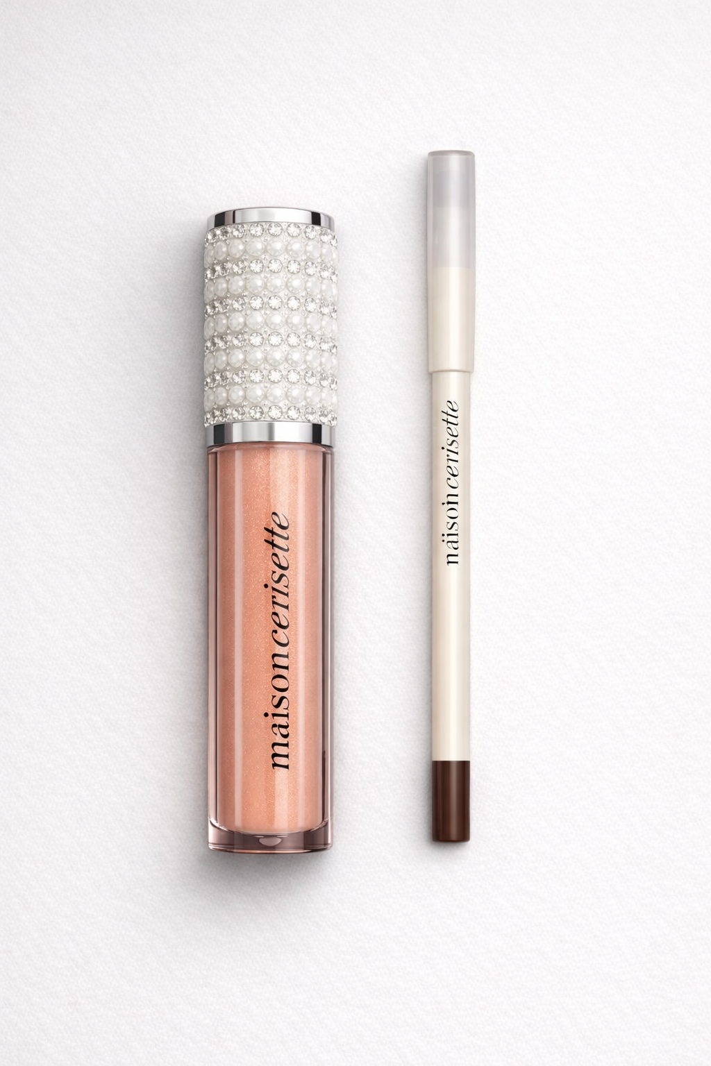 Bare It Girl Lip Duo – Nude Peach Gloss & Brown Lip Liner Set, Soft Glam Everyday Lip Combo, High Shine Gloss + Precision Liner