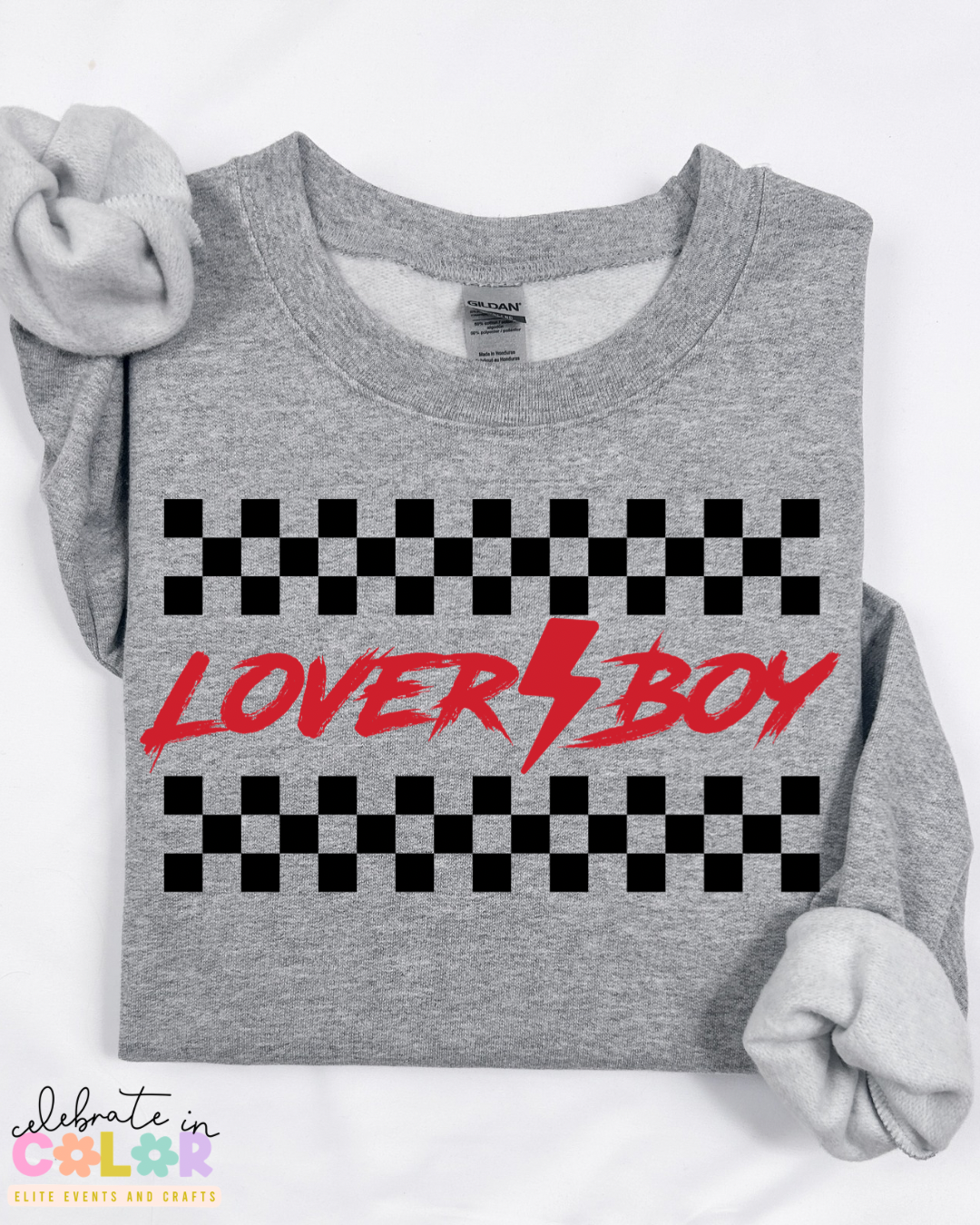 Lover Boy Checkered Valentine Sweatshirt – Retro Racing Valentine Shirt, Couples Matching Shirt, Trendy Valentine’s Gift for Him