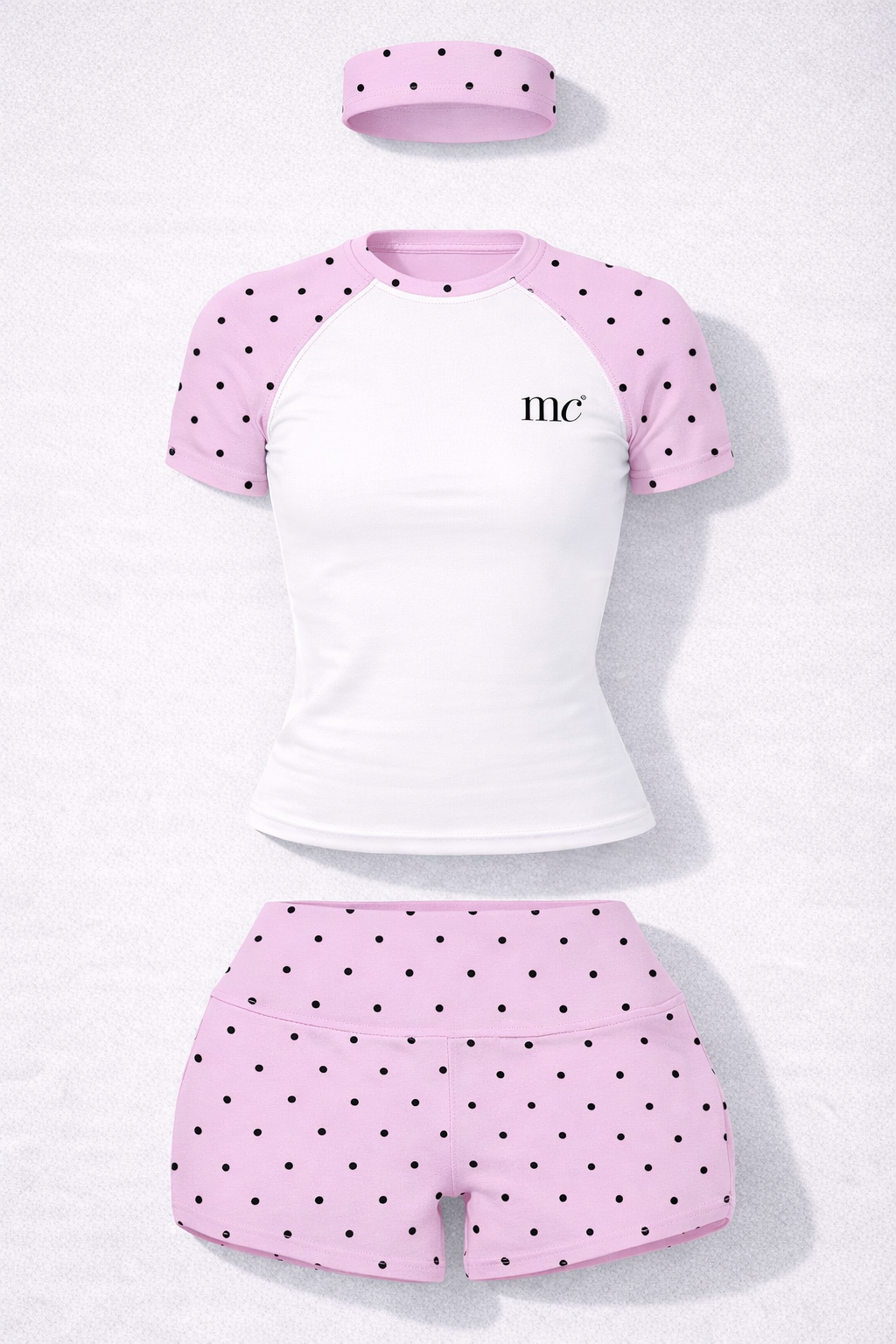 Polka Dot Lounge Set Women, Custom Color 2 Piece Outfit, Matching Short Set with Headband, Cute Summer Set XS-2XL(Preorder)