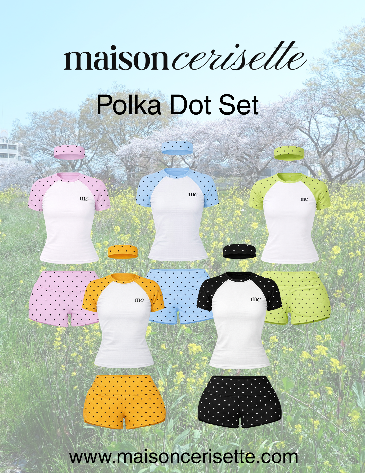 Polka Dot Lounge Set Women, Custom Color 2 Piece Outfit, Matching Short Set with Headband, Cute Summer Set XS-2XL(Preorder)