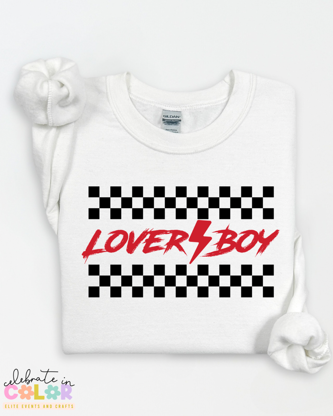 Lover Boy Checkered Valentine Sweatshirt – Retro Racing Valentine Shirt, Couples Matching Shirt, Trendy Valentine’s Gift for Him