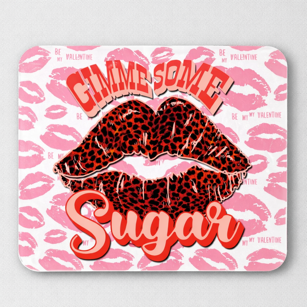 Gimme Some Sugar Mouse Pad, Valentine Desk Mousepad, Leopard Lips Office Decor, Cute Pink Desk Accessory