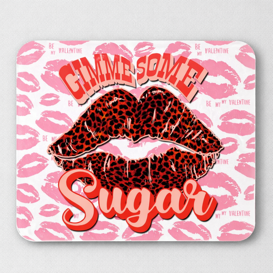 Gimme Some Sugar Mouse Pad, Valentine Desk Mousepad, Leopard Lips Office Decor, Cute Pink Desk Accessory