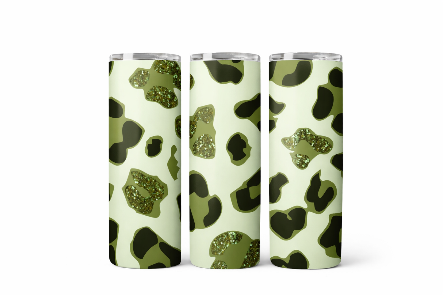 Leopard Glitter Skinny Tumbler | 20oz Stainless Steel Leopard Print Cup