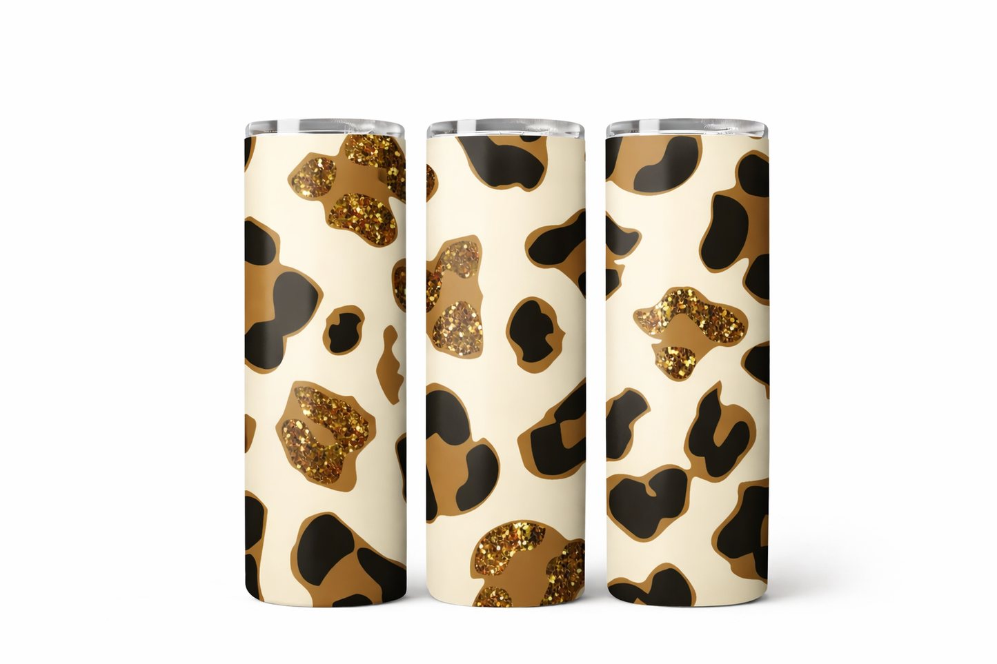 Leopard Glitter Skinny Tumbler | 20oz Stainless Steel Leopard Print Cup