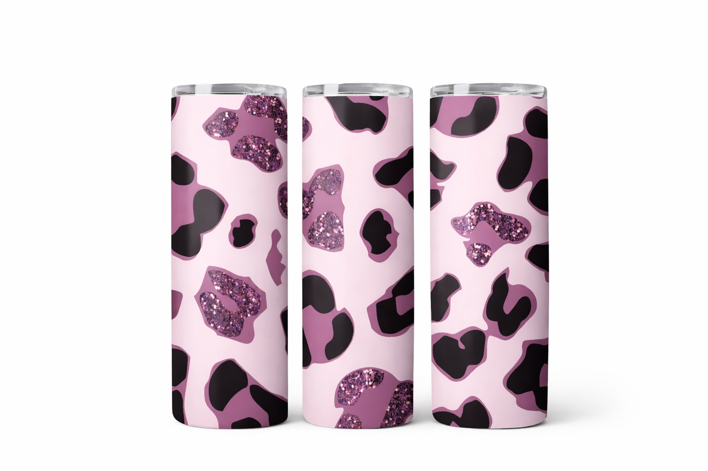 Leopard Glitter Skinny Tumbler | 20oz Stainless Steel Leopard Print Cup