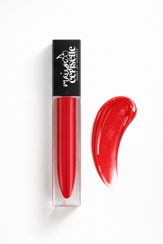 Crimson Kiss Lip Gloss, High Shine Glossy Lip Gloss, Non Sticky Lip Gloss, Bold Glam Makeup