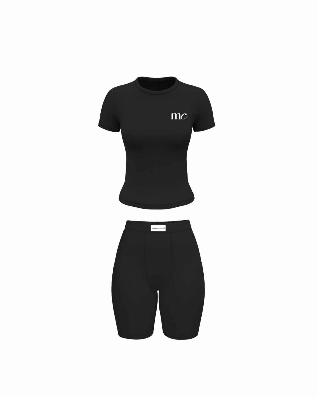 Black Lounge Set for Women, Fitted Tee and Biker Shorts Set, Luxury Two Piece Outfit, Minimalist Loungewear, Everyday Matching Set