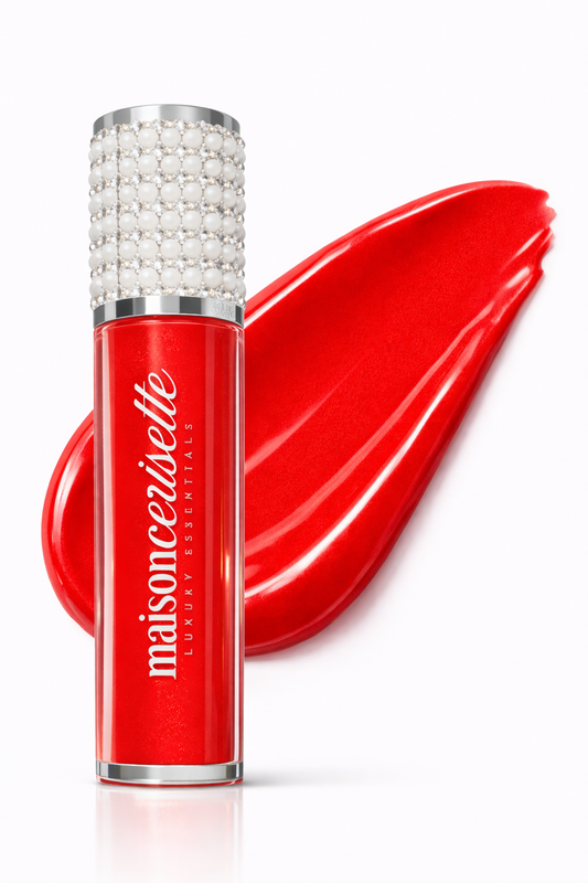 Crimson Kiss Lip Gloss, High Shine Glossy Lip Gloss, Non Sticky Lip Gloss, Bold Glam Makeup